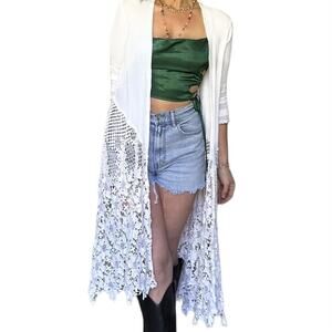 Festival boho indie duster beach cover up crochet flowy summer 2024